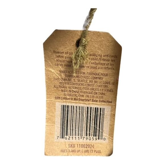 Starbucks Bearista Bear Plush 88th Edition 2009 - Winter Holiday, Plaid Scarf - Picture 6 of 8